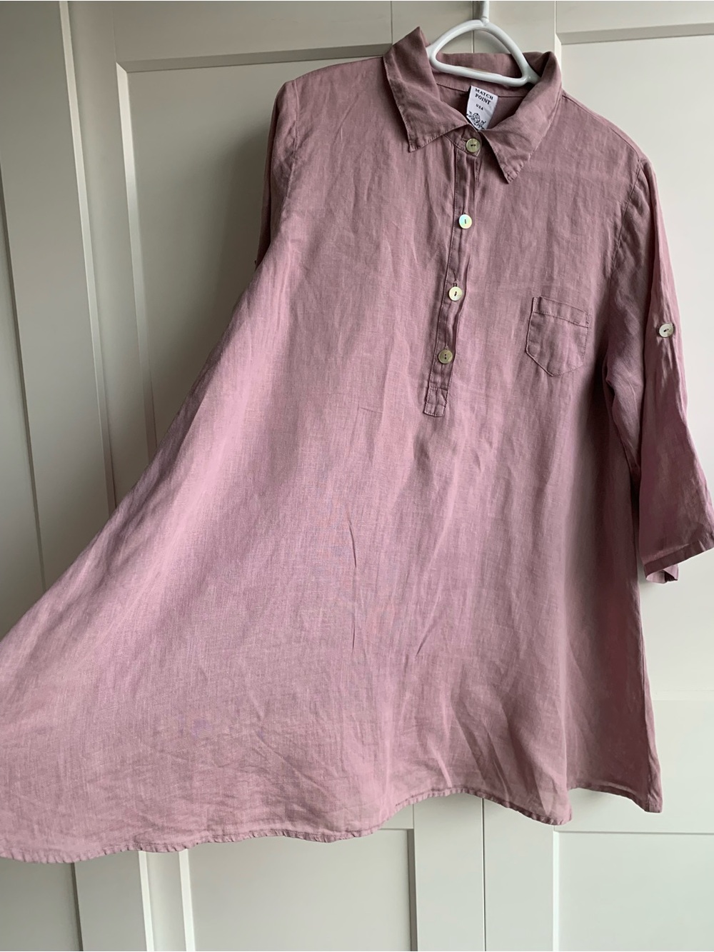 Match Point 100% Linen ¼ Button-Front Linen Tunic Size M Made in USA - Picture 2 of 11